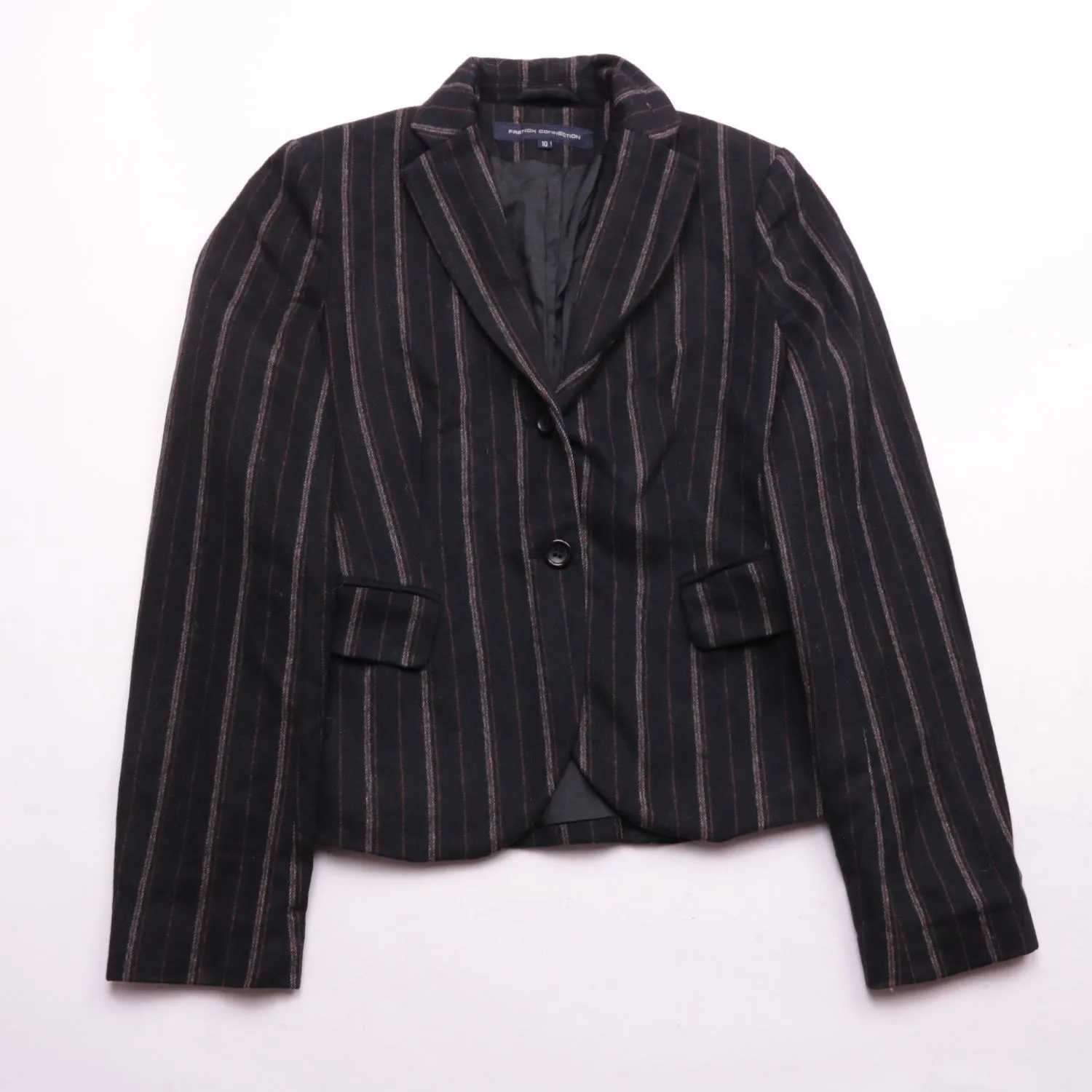 Чёрный пиджак French Connection в полоску, размер 44 (S/M)